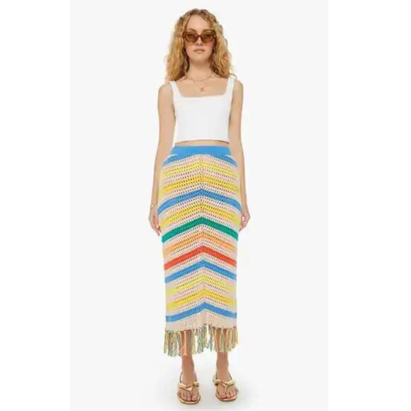 MOTHER Dresses & Skirts - NEW MOTHER The Fringe Midi Skirt Size Medium